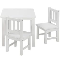 Fa gyerek asztal 2 székkel - fehér
