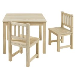 Fa gyerek asztal 2 székkel - natúr