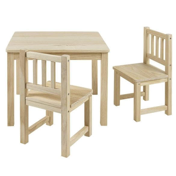 Fa gyerek asztal 2 székkel fehér