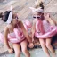 Swim Essentials gyerek úszógumi hátul nyitott 56 cm - Rose Gold Flamingo