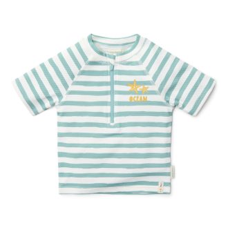   Little Dutch rövid ujjú úszó póló Stripes Surf Blue - 74/80