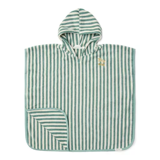 Little Dutch fürdőponcsó Seashells and Stripes Surf Blue