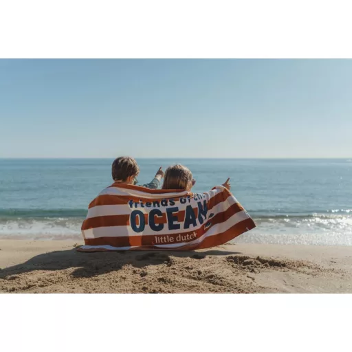 Little Dutch strandtörölköző Ocean World Brown Stripe - 60cm X 120cm