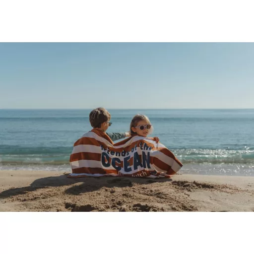 Little Dutch strandtörölköző Ocean World Brown Stripe - 60cm X 120cm