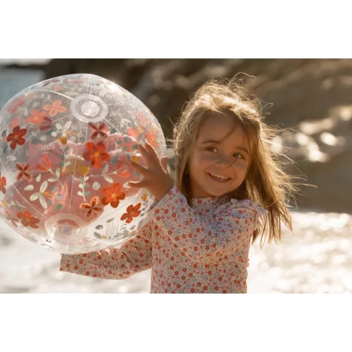 Little Dutch felfújható 3D strandlabda - Pink Flowers