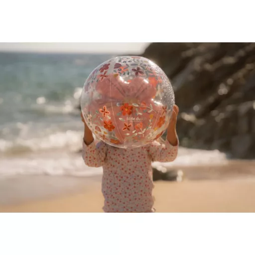 Little Dutch felfújható 3D strandlabda - Pink Flowers
