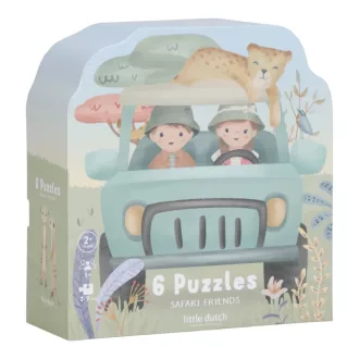 Little Dutch 6 az 1-ben puzzle- Safari Friends