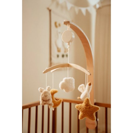 Little Dutch zenélő körforgó natúr fa vázzal - Newborn Naturals