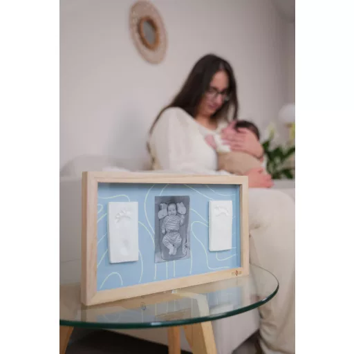 Petit Artichaut dupla kéz- és lábnyomat készítő fényképtartó kerettel - Blue Abstract