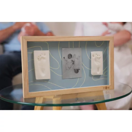 Petit Artichaut dupla kéz- és lábnyomat készítő fényképtartó kerettel - Blue Abstract