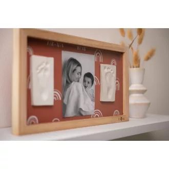   Petit Artichaut dupla kéz- és lábnyomat készítő fényképtartó kerettel - Rainbow Terracotta