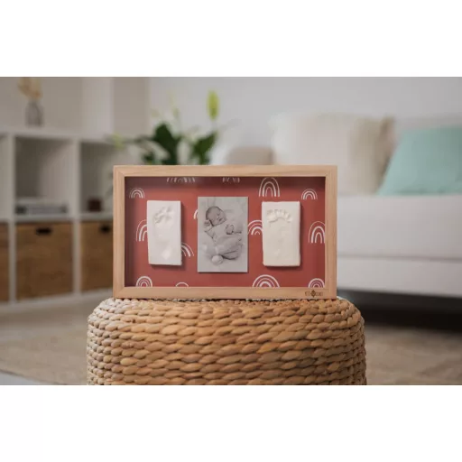 Petit Artichaut dupla kéz- és lábnyomat készítő fényképtartó kerettel - Rainbow Terracotta