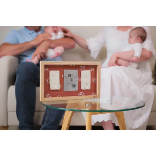 Petit Artichaut dupla kéz- és lábnyomat készítő fényképtartó kerettel - Rainbow Terracotta