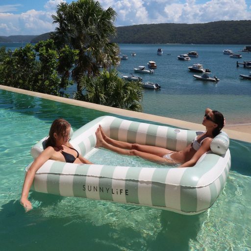Sunnylife kétszemélyes felfújható úszó függőágy - The Vacay Soft Olive 