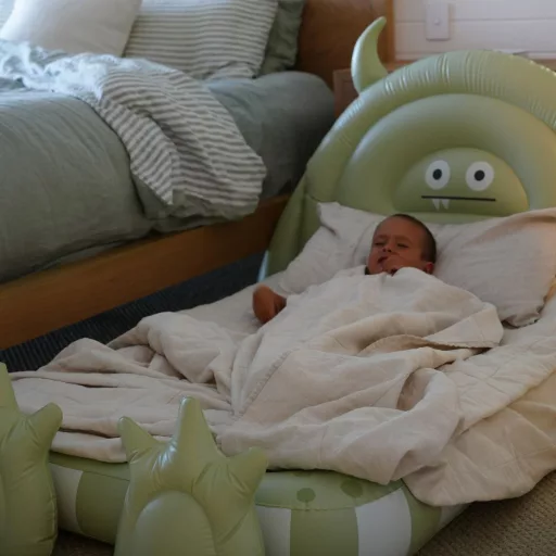 Sunnylife felfújható gyerekágy - Monster Sage CSOMAGOLÁSSÉRÜLT