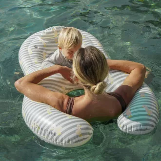   Sunnylife kétszemélyes együtt a babával úszógumi - Duck Sage Stripe