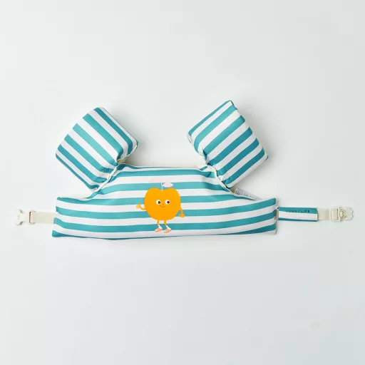 Sunnylife úszómellény karúszóval 3-6 év Poppy the Peach Green stripe 