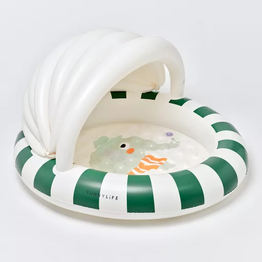 Sunnylife felfújható baba pancsoló árnyékolóval - Eli the Elephant Grey 