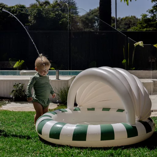 Sunnylife felfújható baba pancsoló árnyékolóval - Eli the Elephant Grey 