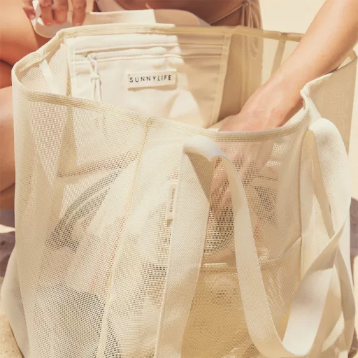 Sunnylife hálós strandtáska - Oyster Cream 