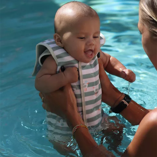 Sunnylife baba neoprén úszóruha - Sammy the Seagull Green Stripe 