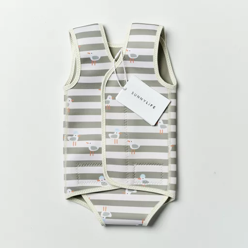 Sunnylife baba neoprén úszóruha - Sammy the Seagull Green Stripe 