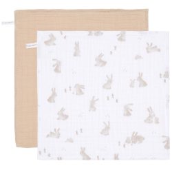   Little Dutch muszlin arctörlő kendő 25x25 cm (2 db) - Baby Bunny/beige