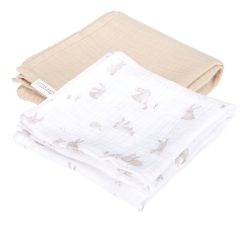   Little Dutch muszlin textilpelenka 70x70 cm (2 db) - Baby Bunny/beige